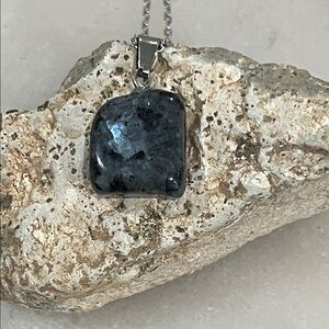 Larvikite Norwegian Black Moonstone Pendant Necklace